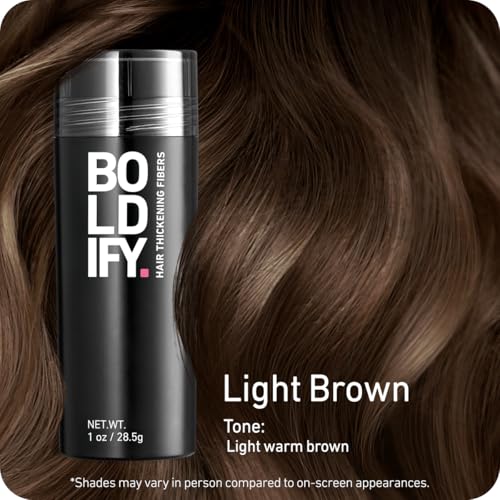 BOLDIFY Hair Fibers (28.5g) - Fill In Thinning and Fine Hair for an Instantly Fuller, Thicker Look - 14 Shades for Women & Men - Light Brown