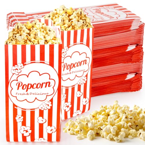 Popcorn Bags Individual Servings - 500 Individual Popcorn Pop Corn Snack Bags Sleeves Small Business Mini Popcorn Bulk Individual Bags Packets Containers Popcorn Machine Movie Night Supplies