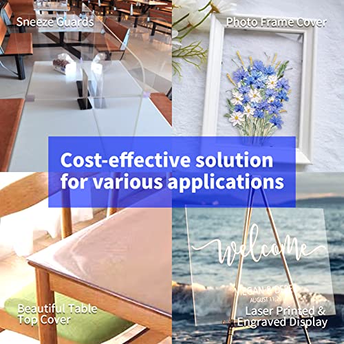 Art3d (2 Pack) 1/8" Thick Plexiglass Sheets - 48" x 24" PET Clear Acrylic Sheets for Art Design，Craft Projects, Signs, DIY in Home, Wedding, Festival,Party,Office