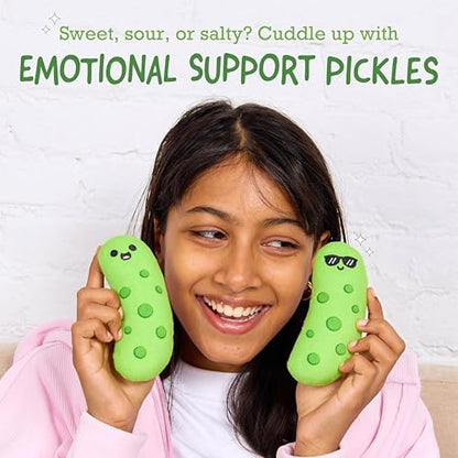 Emotional Support Pickles by Relatable, Cuddly Stuffed Animals and Toys, Squishy Toys and Plushies, Perfect Funny Pickle Gifts for Loved Ones of All Ages, Includes 5 Plushies with Carrying Basket