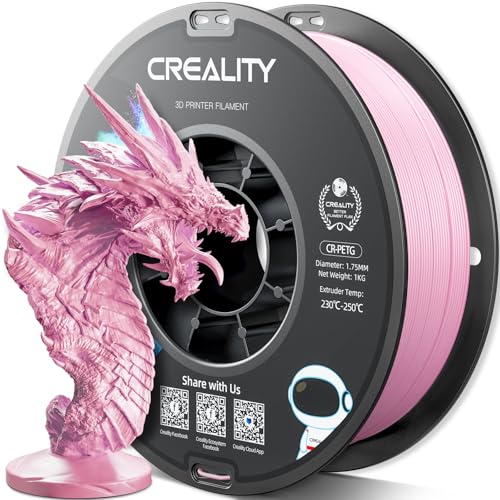 Official Creality PETG 3D Printer Filament 1.75mm 1KG (2.2lbs), High Precision, Strong Toughness, Odorless, Better Flow, Moistureproof 3D Printing CR PETG Filament, Pink