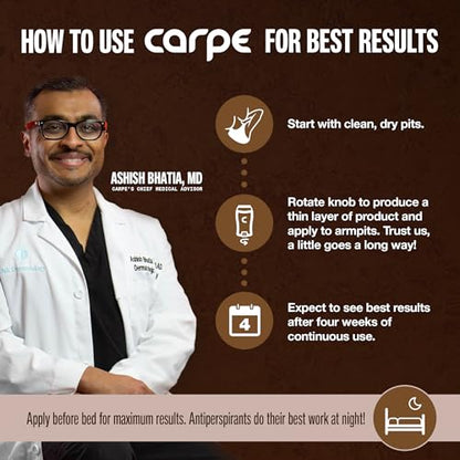 Carpe Clinical Strength Underarm Antiperspirant and Deodorant, Sandalwood Scent