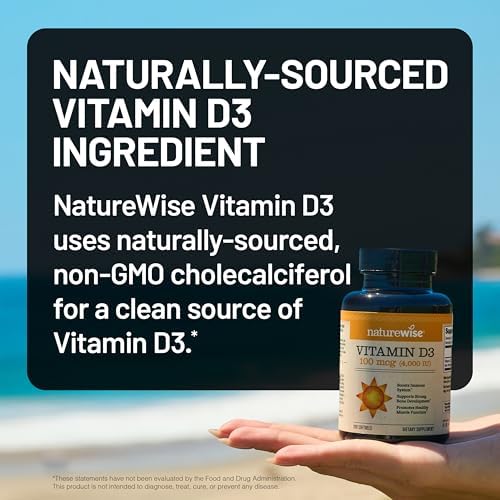 NatureWise Vitamin D3 4000iu (100 mcg) 1-Year Supply for Immune Support, Healthy Muscle Function, and Bone Health - Non-GMO, Gluten-Free in Organic Extra Virgin Olive Oil, (Mini Softgel), 360 Count