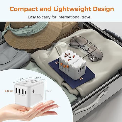 TESSAN Universal Travel Adapter, 45W International Plug Adaptor with 2 USB C 3 USB A Ports, Travel Worldwide Power Outlet for US to European EU UK AUS Ireland(Type C/G/A/I)