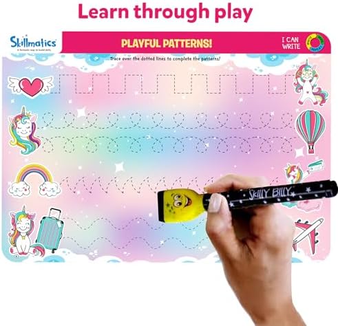 Skillmatics I Can Write Unicorns - Reusable Preschool Learning Activities, Educational Toy and Game, Back to School Supplies, Gifts for Students, Kids, Toddlers Ages 3, 4, 5, 6