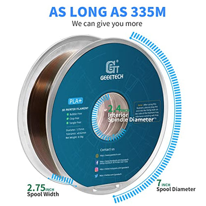 Geeetech Metal-Like Shiny Silk Bronze Rainbow 3D Printer PLA Filament,Shine Silky Metallic Printing Consumable 1.75mm,Dimensional Accuracy +/- 0.02 mm,1kg Spool (2.2lbs),Fit Most FDM Printer