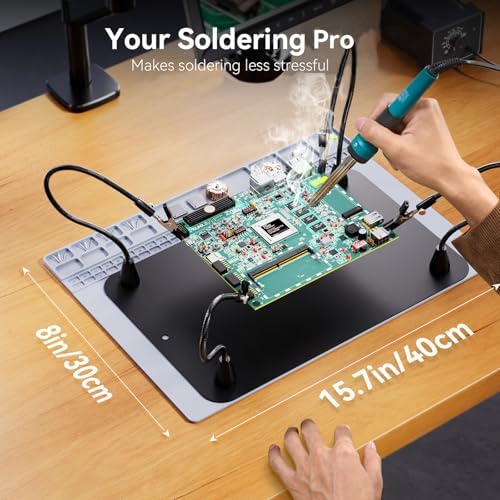 TOMLOV DM702 Flex-S 10.1" Digital Microscope with Soldering Helping Hands Station, Adults Coin Magnifying Glass with Flexible Boom Arm & Ring Light, USB Magnifier with Screen for Electronics Repair