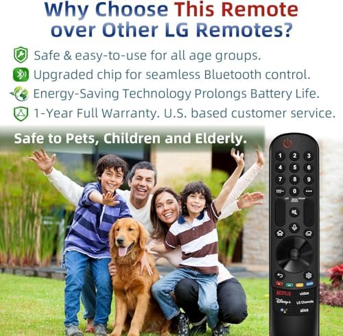 Replacement for LG TV Remote, for All 2019-2024 LG Remote Control for Smart TVs, for Magic MR20/21/22/23/24GA with Voice and Pointer Function. 1-Year Warranty.