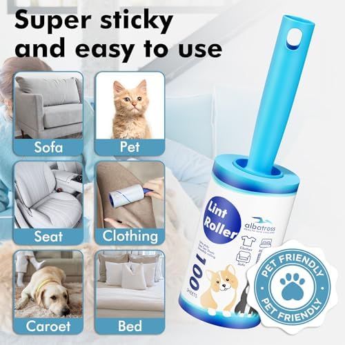 Extra Sticky Lint Roller, Mega Value Set 1000 Sheets for Pet Hair Removal, Dog and Cat Lint Remover for Clothes, Furniture, Carpet