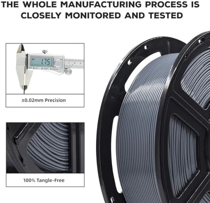 FLASHFORGE PLA Filament 1.75mm, 3D Printer Filament 1kg (2.2lbs) Spool, Dimensional Accuracy +/- 0.02mm, 3D Printing Filament Easy to Use and Fits for Most FDM 3D Printers (Grey)