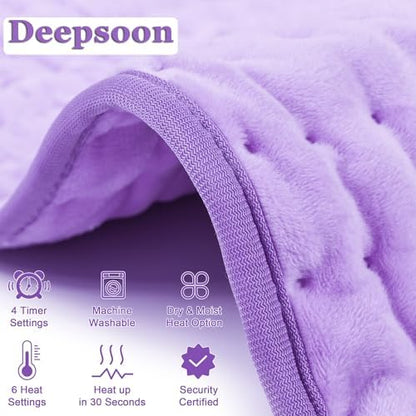 Heating Pad-Electric Heating Pads for Back,Neck,Abdomen,Moist Heated Pad for Shoulder,Knee,Hot Pad for Pain Relieve,Dry&Moist Heat & Auto Shut Off(Light Purple, 33''×17'')