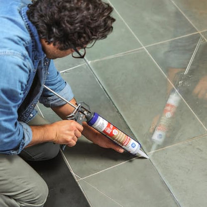 GE Advanced Silicone Caulk for Kitchen & Bathroom, Clear, 10 fl oz Cartridge, 12 Pack - 100% Waterproof Silicone Sealant, 5X Stronger Adhesion, Shrink & Crack Proof