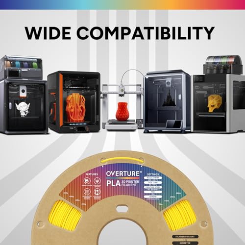 OVERTURE PLA Filament 1.75mm, Neatly Wound 3D Printer Filament 1kg Spool (2.2lbs), Dimensional Accuracy +/- 0.02 mm, Fit Most FDM 3D Printers (Lemon Yellow)