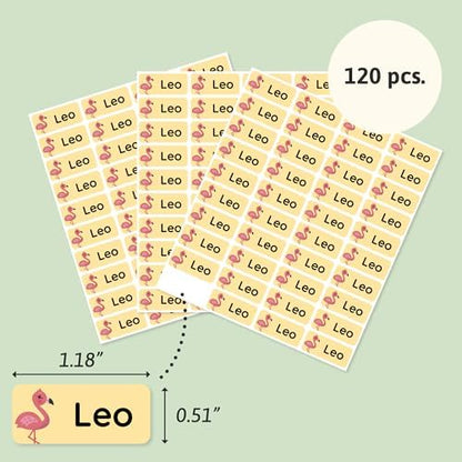 – Personalized Name Labels for Kids (120) – Waterproof & Durable Stickers for Clothing, School & Daycare Items - Exotic Animals