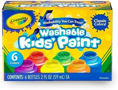 Crayola Washable Kids Paint Set (12ct), Classic and Glitter Paint for Kids, Essential Arts & Crafts Supplies, Toddler Painting Kit, Teacher Classroom Must Have [Amazon Exclusive]