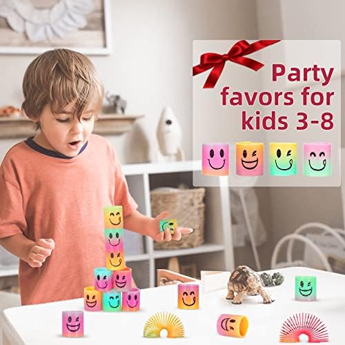 AZEN 200 Pcs Mini Spring Party Favors for Kids 3-5 4-8, Goodie Bags Stuffers for Birthday Party, Classroom Prizes Kids Prizes, Small Bulk Toys Gifts (4 Smile)