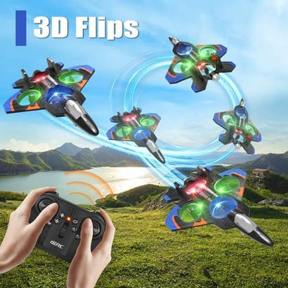4DRC V32 Foam RC Planes Remote Control Airplanes for Kids Adults 8-16, RC Drone Airplane Helicopter Fighter Jet with Light, 360° Flip, Stunt Roll, Airplane Toy Gifts for Kids Boys Adults Beginners