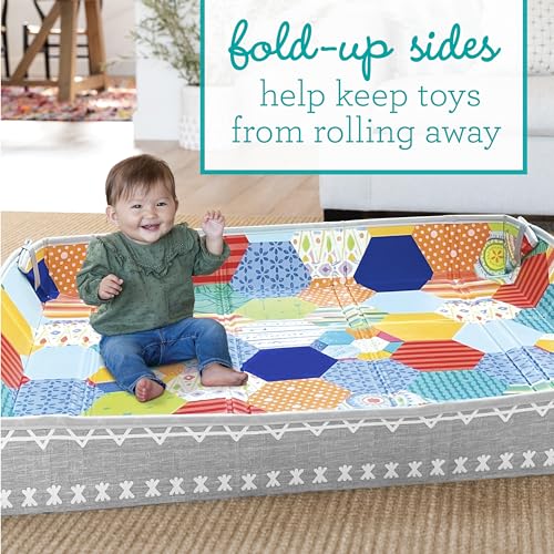 Infantino Foldable Soft Foam Play Mat, Baby Play Mat for Tummy Time & Floor Play, Lightweight, Easy to Store, Wipeable, Multicolor
