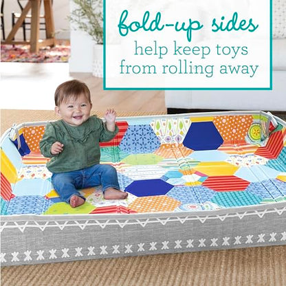Infantino Foldable Soft Foam Play Mat, Baby Play Mat for Tummy Time & Floor Play, Lightweight, Easy to Store, Wipeable, Multicolor