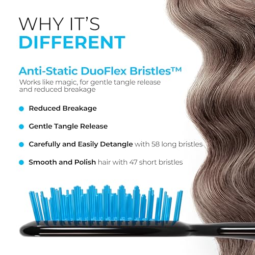 FHI Heat UNbrush Detangling Brush for Pain-Free Brushing on All Wet or Dry Hair Types — Durable DuoFlex Anti-Static Bristles, Lightweight Handle, Vented Hair Brush