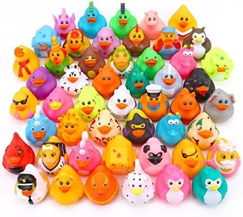 50 Pack Rubber Ducks for Kids Bath Toys and Jeep Ducks for Ducking, Rubber Ducks in Bulk for Kids, Baby Showers Accessories, Birthday Gifts and Summer Pool Party