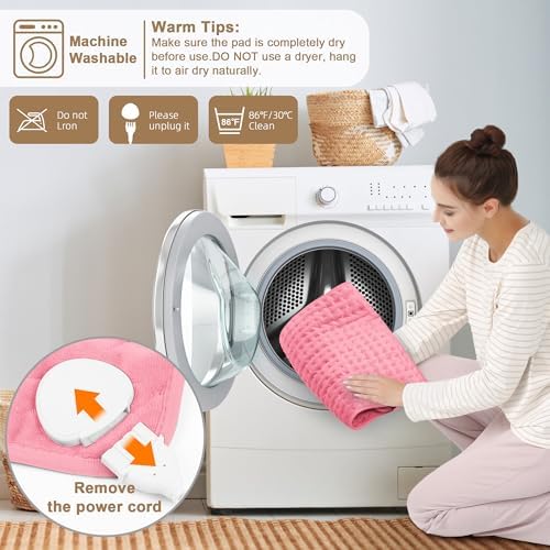 Heating Pad,Electric Heating Pads for Back,Hot Heated Pad for Abdomen,Shoulder,Knee,Multiple Temp and Auto Shut Off(Baby Pink,20''×24'')