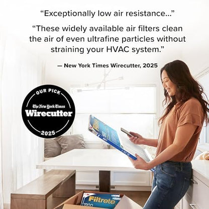Filtrete 16x25x1 AC Furnace Air Filter, MERV 13, MPR 1900, Premium Allergen, Bacteria&Virus Filter, 3-Month Pleated 1-Inch Electrostatic Air Cleaning Filter, 2-Pack (Actual Size 15.719x24.72x0.78 in)
