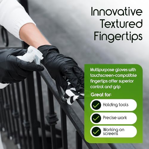 Inspire Black Nitrile Gloves HEAVY DUTY 6 Mil Nitrile Chemical Resistant Medical Cooking Cleaning Disposable Black Gloves