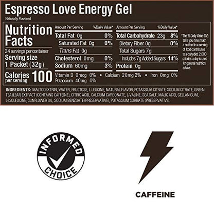 GU Energy Original Sports Nutrition Energy Gel, Vegan, Gluten-Free, Kosher, and Dairy-Free On-the-Go Energy for Any Workout, 24-Count, Espresso Love