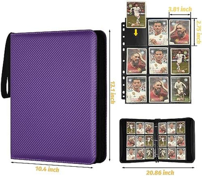 9 Pocket Card Binder, Premium Zip Trading Card Binder, 720 Double Sided Pocket PU Card Collection Binder, Collector Card Album, Card Folder for MTG, TCG, Sports Cards, Game Cards (purple)