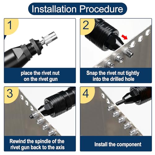 Metric 304 Stainless Steel Rivet Nut Assortment Kit(218 Pcs),M3 M4 M5 M6 M8 M10 Flat Head Rivnut Set,Rivnut Threaded Insert Nut