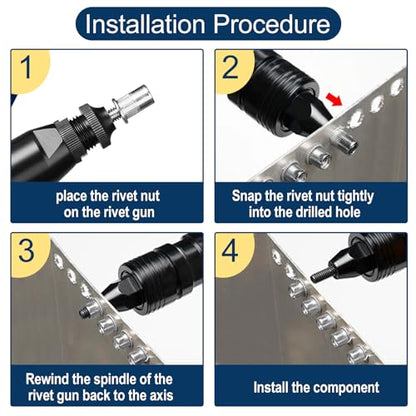 Metric 304 Stainless Steel Rivet Nut Assortment Kit(218 Pcs),M3 M4 M5 M6 M8 M10 Flat Head Rivnut Set,Rivnut Threaded Insert Nut