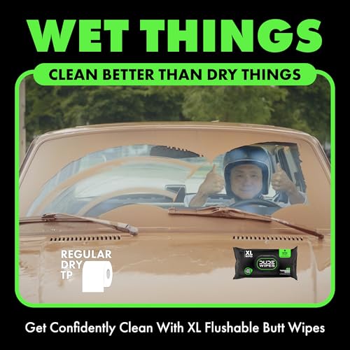 Dude Wipes - Flushable Wipes - 6 Pack, 288 Count - Herbal Relief Extra-Large - Witch Hazel & Geranium Essential Oils - Septic and Sewer Safe