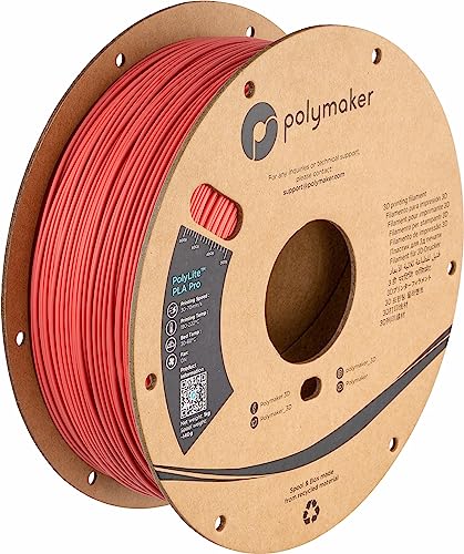 Polymaker PLA PRO Filament 1.75mm 1kg, Tough & High Rigidity Light Red 3D Printing Filament, PolyLite PLA PRO 3D Printer Filament 1.75mm, Print with Most 3D Printers