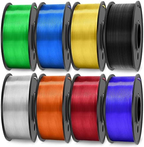 SUNLU PETG Filament 1.75 Bundle, Individually Vacuum Packed, 2kg in Total, 0.25kg per Spool, 8 Pack, 8 Colors, Black+Clear +Clear(Yellow+Blue+Green+Purple+Red+Orange).