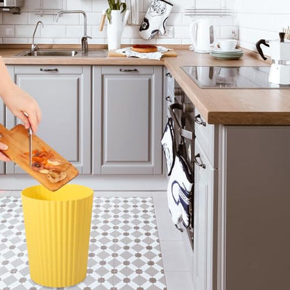 JiatuA Small Trash Can Plastic Wastebasket Round Garbage Container Bin for Bathroom, Kitchen, Bedroom, Home Office, College Dorm, Yellow