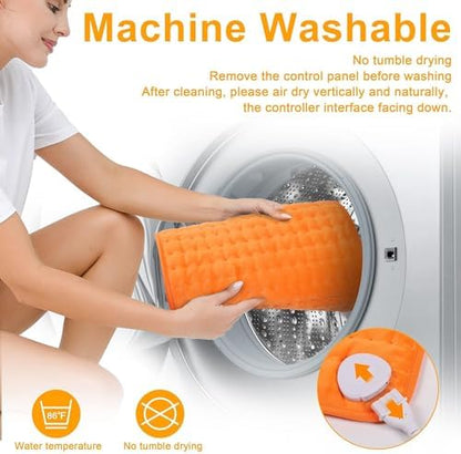Heating Pad-Electric Heating Pads for Back,Neck,Abdomen,Moist Heated Pad for Shoulder,Knee,Hot Pad for Arms and Legs,Dry&Moist Heat & Auto Shut Off(Orange, 33''×17'')