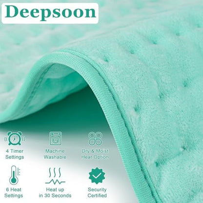 Heating Pad-Electric Heating Pads for Back,Neck,Abdomen,Moist Heated Pad for Shoulder,Knee,Hot Pad for Arms and Legs,Dry&Moist Heat & Auto Shut Off(Light Green, 20''×24'')