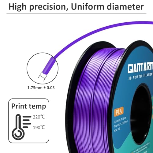 GIANTARM 3D Printer Filament, Purple Pla Filament, 1Kg(2.2lbs) Spool, 1.75mm Dimension Accuracy +/- 0.03mm, 3D Printing Filament