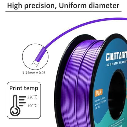 GIANTARM 3D Printer Filament, Purple Pla Filament, 1Kg(2.2lbs) Spool, 1.75mm Dimension Accuracy +/- 0.03mm, 3D Printing Filament