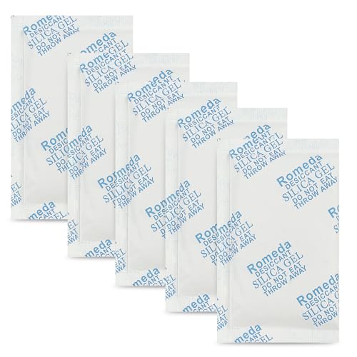 Romeda 60 Pcs 20 Gram Silica Gel Packs, Transparent Desiccant, Desiccant Packets for Storage, Moisture Packs for Spices Jewelry Shoes Boxes Electronics Storage