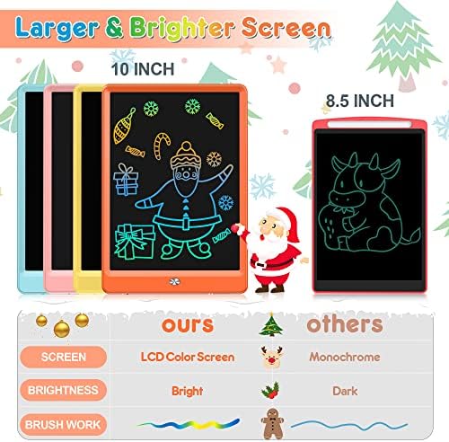 FLUESTON LCD Writing Tablet, Doodle Board Toys Gifts for 3-8 Year Old Girls Boys, 10 Inch Colorful Electronic Board Drawing Pad for Kids, Gifts for Toddler Educational Learning Travel Birthday, Orange