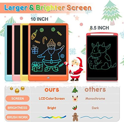 FLUESTON LCD Writing Tablet, Doodle Board Toys Gifts for 3-8 Year Old Girls Boys, 10 Inch Colorful Electronic Board Drawing Pad for Kids, Gifts for Toddler Educational Learning Travel Birthday, Orange