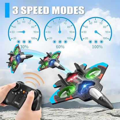 4DRC V32 Foam Remote Control Airplanes with 3 Batteries, RC Planes for Kids Adults 8-16, RC Airplane Fighter Jet with Light, 360° Flip Fighter Jet Toys, Stunt Roll, Airplane Toy Gifts for Kids Boys