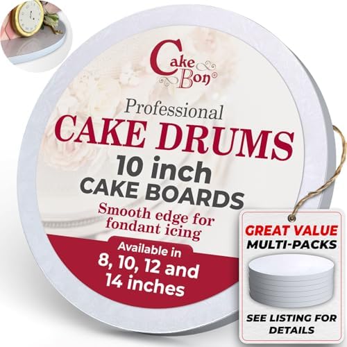 Cakebon Cake Boards - Sturdy 1/2 Thick Drums - 10 Inch Professional Smooth Straight Edges White 6-Pack