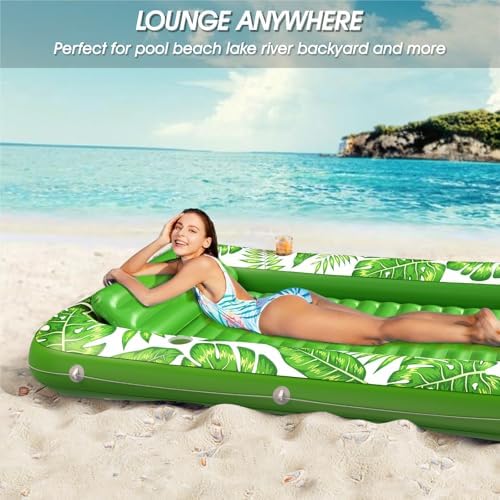 Inflatable Tanning Pool Lounger Float - Jasonwell 4 in 1 Sun Tan Tub Sunbathing Pool Lounge Raft Floatie Toys Water Filled Tanning Bed Mat Pad for Adult Blow Up Kiddie Pool Kids Ball Pit Pool