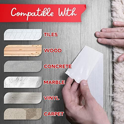 XFasten Double Sided Carpet Tape for Area Rugs 3 Inch x 20 Yards, Residue-Free Carpet Tiles Tape, Removable Heavy-Duty Rug Pad Gripper for Hardwood, Vinyl Flooring Underlayments, Laminate- Wood-Safe