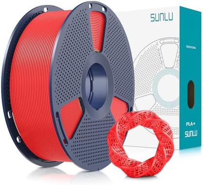 SUNLU 3D Printer Filament PLA Plus 1.75mm, SUNLU Neatly Wound PLA Filament 1.75mm PRO, PLA+ Filament for Most FDM 3D Printer, Dimensional Accuracy +/- 0.02 mm, 1 kg Spool(2.2lbs), Red