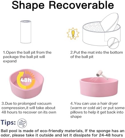 Ball Pit for Toddlers 35.43''x11.81 Baby Ball Pits Soft Memory Foam Ball Pit Round Kids Ball Pit Indoor Game Kids Play Ball Pool Ideal Gift for Girls and Boys (Pink, NO Balls)