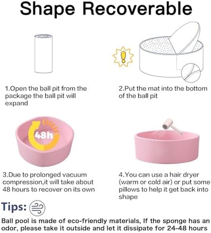 Ball Pit for Toddlers 35.43''x11.81 Baby Ball Pits Soft Memory Foam Ball Pit Round Kids Ball Pit Indoor Game Kids Play Ball Pool Ideal Gift for Girls and Boys (Pink, NO Balls)